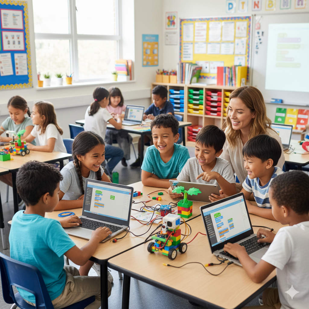 Students learning STEM at Anovance